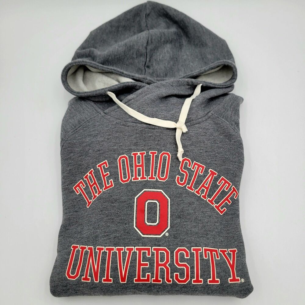 Ohio State University Buckeyes Pullover Scuba Hoody Scarlet Gray Women's Large